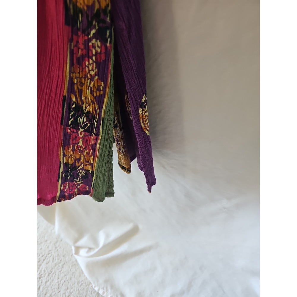 Soft Surroundings Bohemian Multicolored Maxi Dress 3/4 Roll Tab Sleeves V Neck - Picture 7 of 7